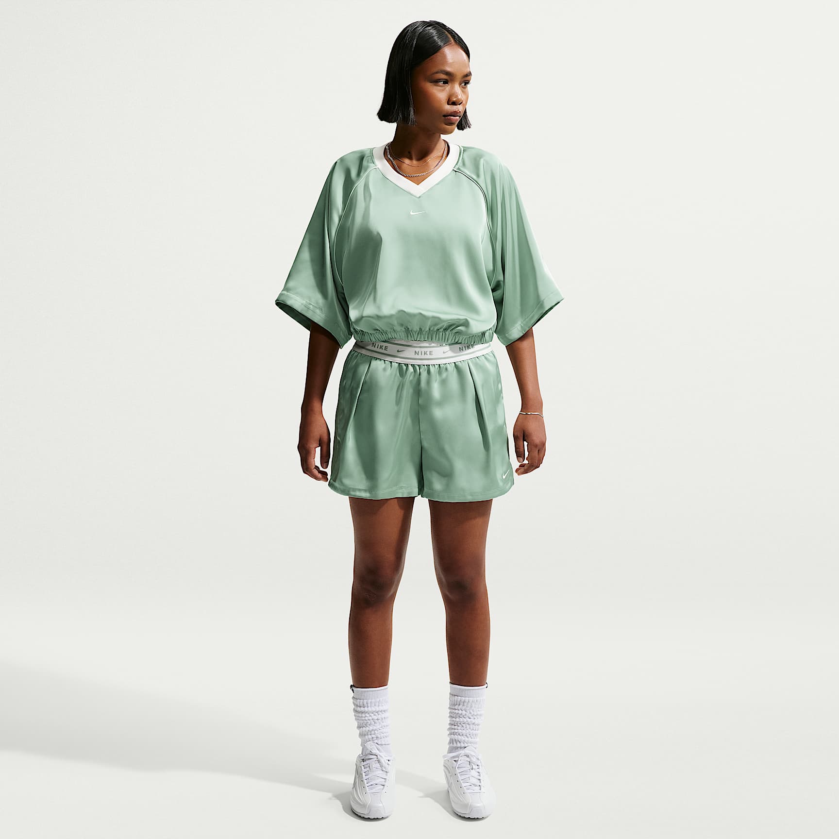 Nike Sportswear Women's Loose Mid-Rise Satin Shorts. Nike RO